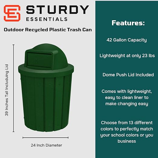 42 Gallon Slatted Circle 100% Recycled Plastic Commercial Outdoor and Indoor - Image 2