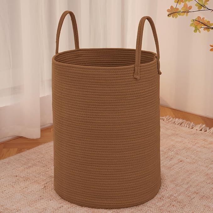 Large Woven Laundry Basket Hamper, 100L Cotton Rope Storage Bin by JMvicyroam