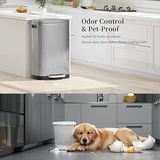 13 Gallon Trash Can with Lid, 50L Fingerprint Proof Stainless Steel Kitchen - Image 6