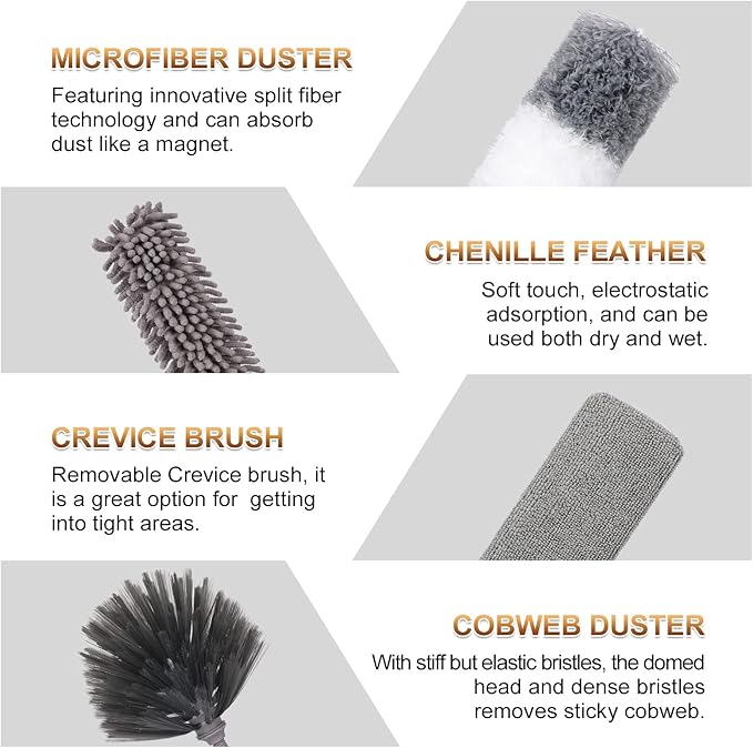 Microfiber Duster for Cleaning Fan, High Ceiling, Reusable Bendable Washable - Image 3