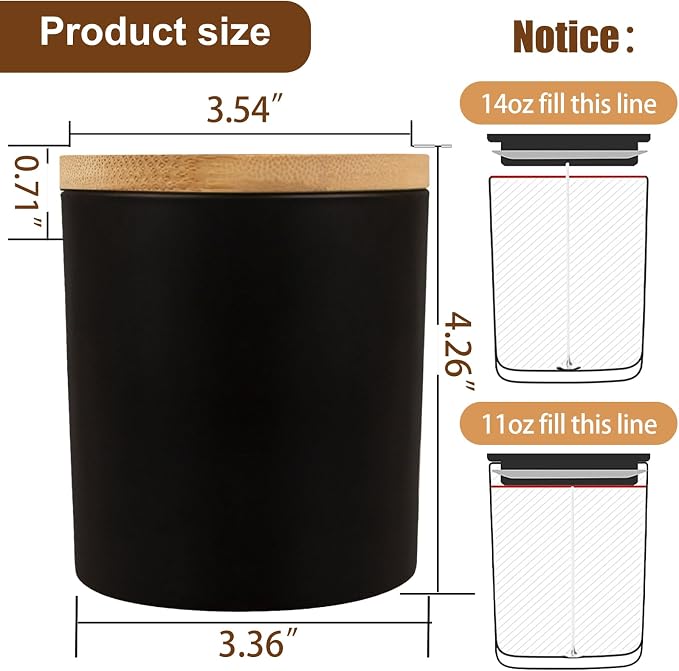 CONNOO 8 Pack 14 OZ Empty Black Glass Candle Jars - Image 2