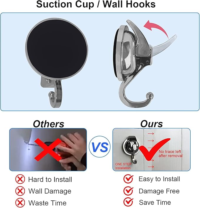 Heavy Duty Suction Cup Hooks for Shower, Bathroom Robe - Image 5