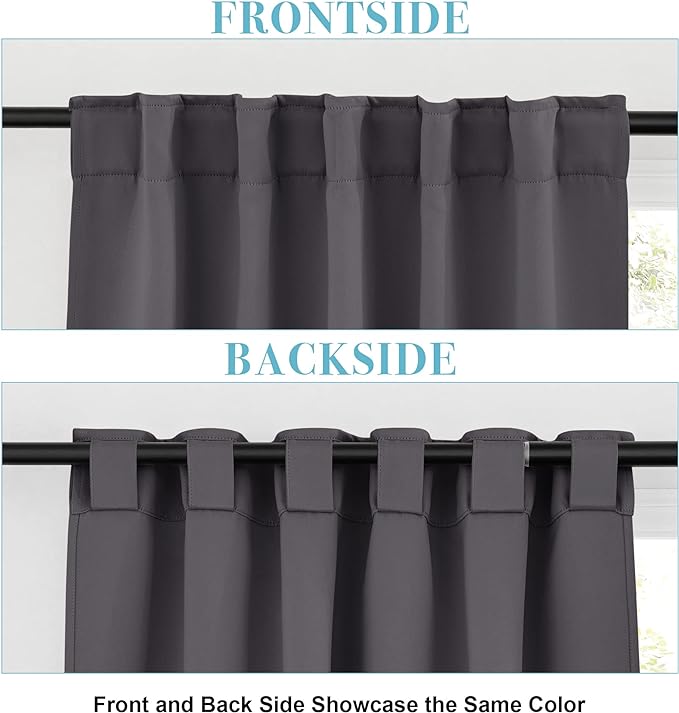 RYB HOME Blackout Curtains for Living Room, Back Tab & Rod Pocket Top - Image 2