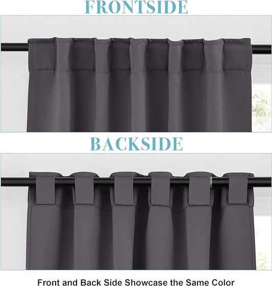 RYB HOME Blackout Curtains for Living Room, Back Tab & Rod Pocket Top - Image 2