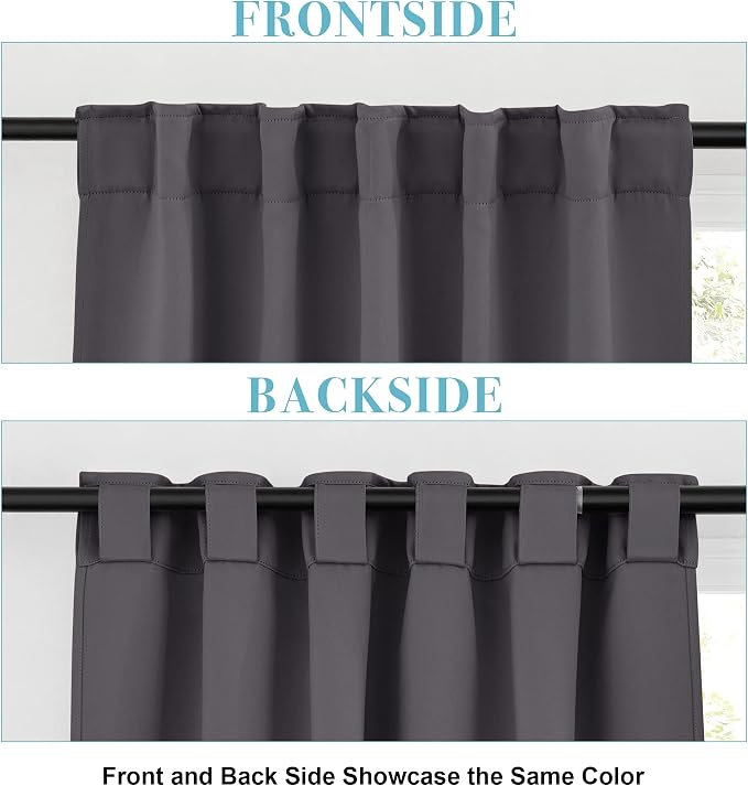 RYB HOME Blackout Curtains for Living Room, Back Tab & Rod Pocket Top - Image 2
