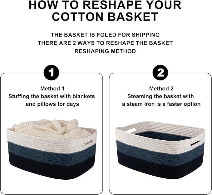 Large Storage Basket for Organizing, Woven Rope Basket for Shelves, Closet - Image 8