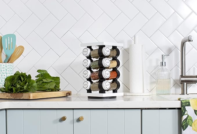 Orii Spice Rack 16 Jar Set White Filled - Image 5