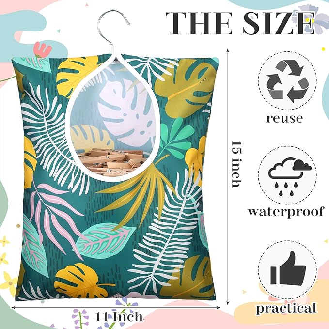 Woanger 2 Pcs Clothes Pin Bag Clothespin Holder 15 x 11 in to Hang on Line - Image 2