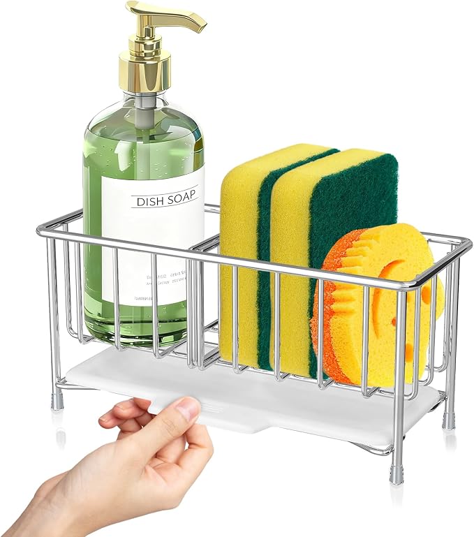 Kavciva Sink Caddy Sponge Holder, 304 Stainless Steel Dish Brush Holder by KVACIVA