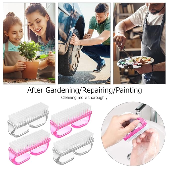 Handle Grip Nail Brush, Hand Fingernail Brush Cleaner Scrubbing Kit Pedicure - Image 4