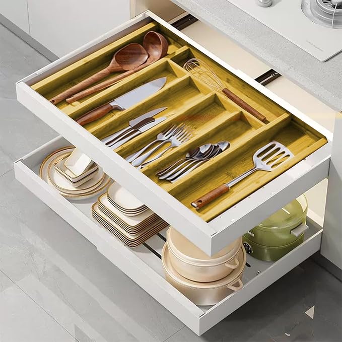 Kitchen Bamboo Silverware Drawer Organizer - Image 3