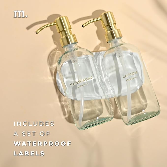 MaisoNovo Soap Dispenser 3-Piece Set | 16.9oz Clear Bottles - Image 5