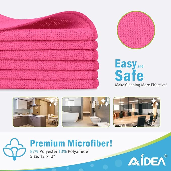AIDEA Microfiber Cleaning Cloth-12PK, Soft Microfiber Towels - Image 2