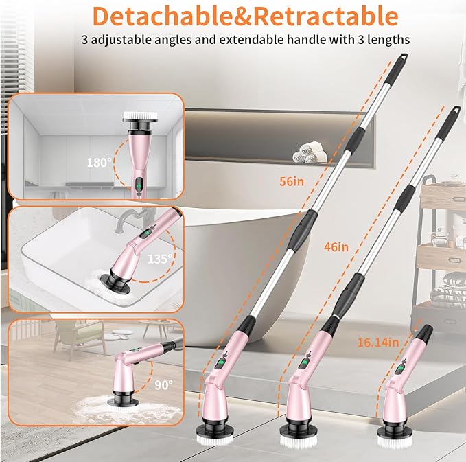 11 in 1 Electric Spin Scrubber Cordless Cleaning Brush 3 Adjustable Angles 2 - Image 2