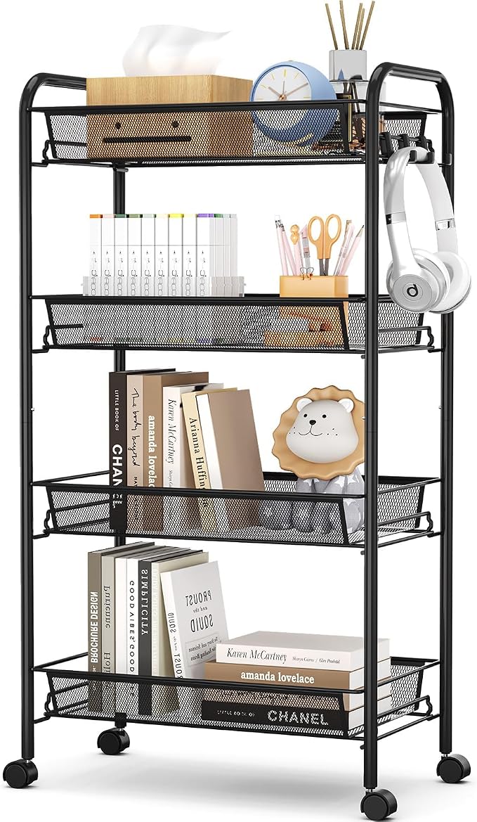 TOOLF 4-Tier Rolling Cart, Metal Utility Cart by TOOLF