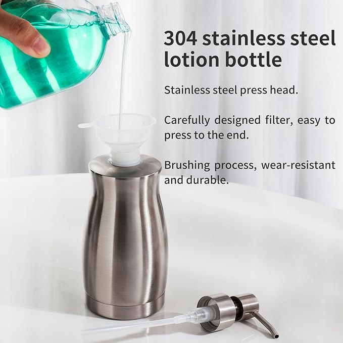 Brushed Stainless Steel Countertop Soap Dispenser Rust and Leak Resistant Hand - Image 4
