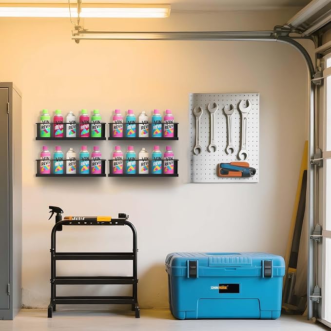 Wall-Mounted Spray Can Holder Rack Organize, 4 Pack Black Steel Aerosol Can - Image 7