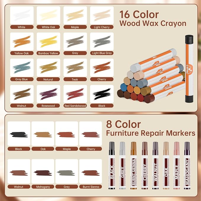 A-HEYIDA Wood Filler Sticks -16 Colors Wax Crayons - Image 3