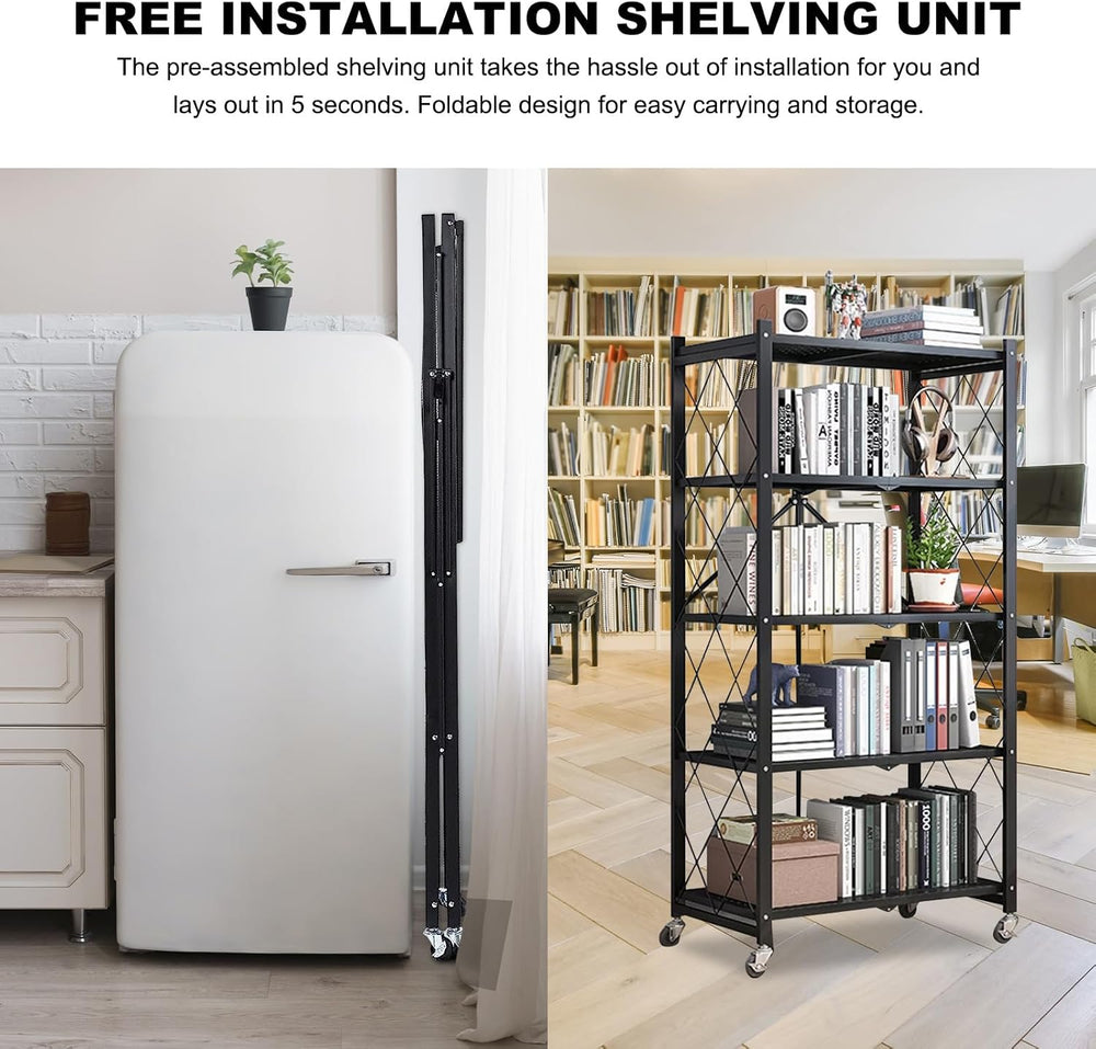 5-Tier Storage Rack Metal Shelving Unit with Wheels Wire Shelf, 2-Pack
