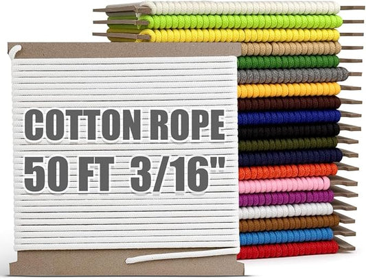 PerkHomy Cotton Rope 3/16" 50 ft Multi Purpose Utility Diamond Braided Cord by PerkHomy