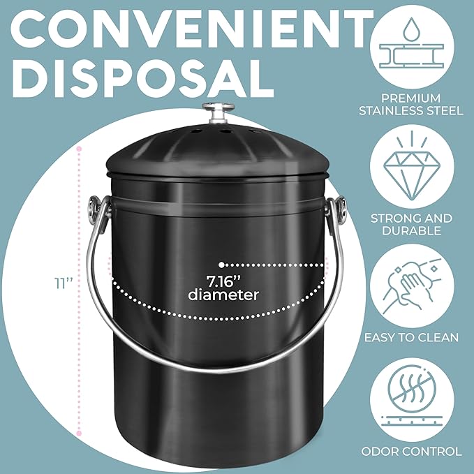 EPICA Countertop Compost Bin Kitchen | 1.3 Gallon | Odorless Composting Bin - Image 4