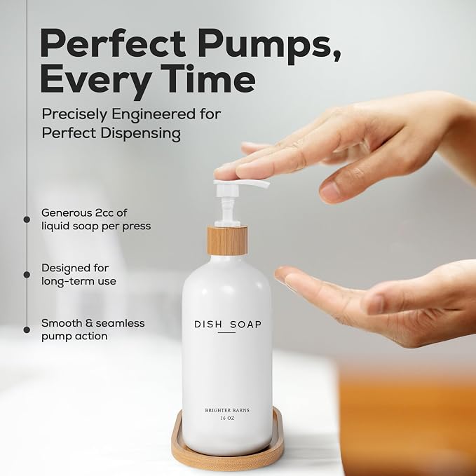 White Glass Dish Soap Dispenser - Image 4