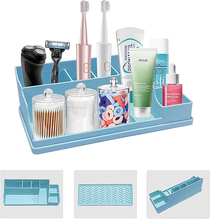 Silicone Multifunctional Bathroom Organizer Countertop, 7Compartment Silicone by Unknown