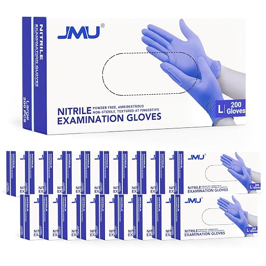 JMU Nitrile Gloves Large Bulk 4000 Count, 3.5 Mil Disposable Gloves Latex-Free by JMU
