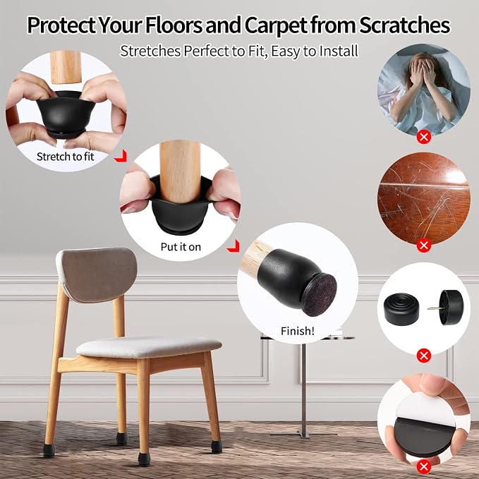 Ezprotekt 24 Pcs Round Silicone Chair Leg Floor Protectors - Image 8