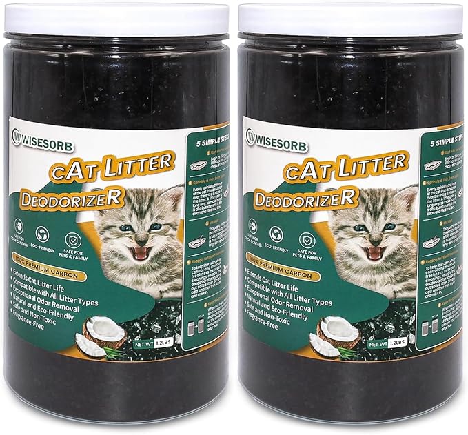 Cat Litter Deodorizer 2.4Lb Activated Carbon Litter Box Odor Eliminator by Wisesorb