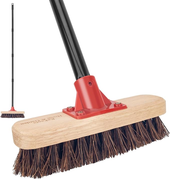 Deck Brush with Long Handle, Bathroom Cleaning, Outdoor Floor Scrubber by KeFanta