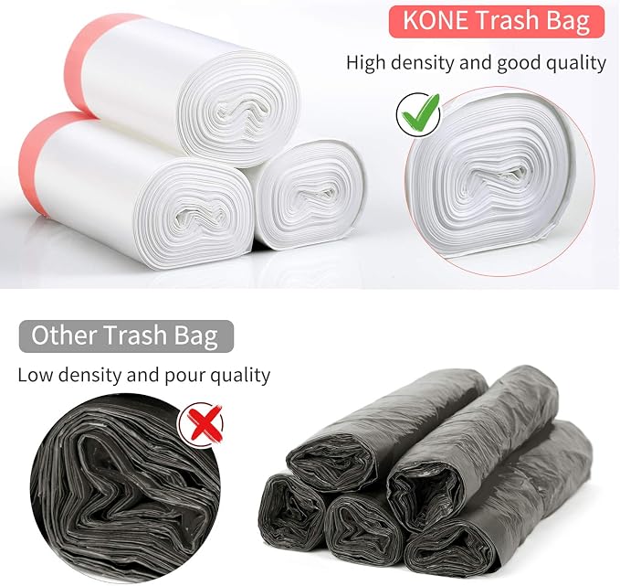 Small Trash Bags, KONE 192 Count 4 Gallon Drawstring Extra Thick Garbage Bags - Image 4