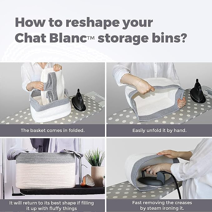 CHAT BLANC Cotton Rope Baskets for Organizing | Storage Baskets for Shelves | - Image 7