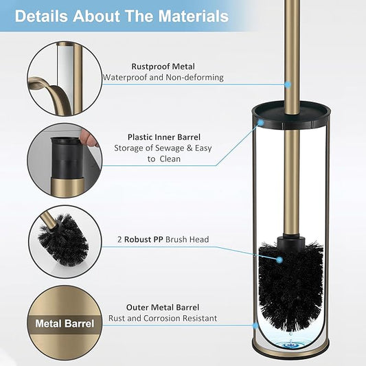 BGL Brushed Gold Toilet Brush and Holder, Stainless Steel Toilet Brushes - Image 2