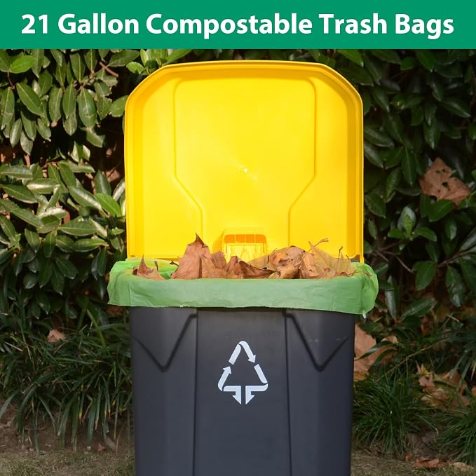 GreFusion Compostable Trash Bags 21 gallon, Extra Thick 1.28 Mills, Fits13-25 - Image 3