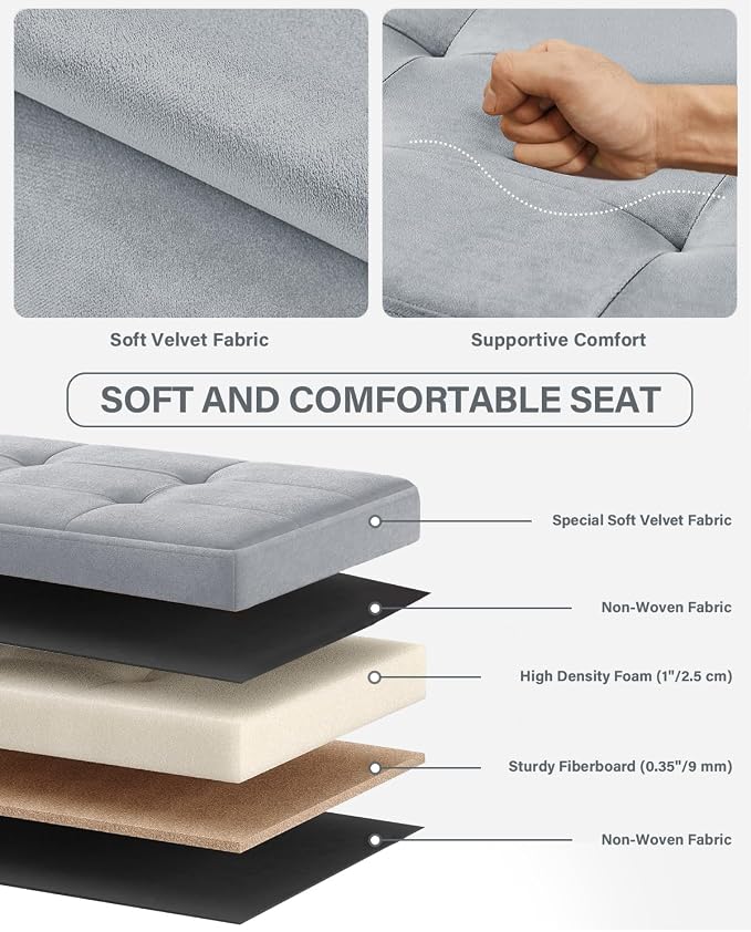 Folding Storage Ottoman, Velvet Storage Bench, Foot Stool, - Image 7