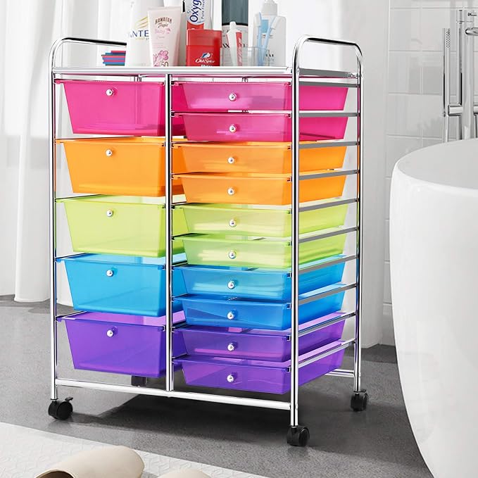 GOFLAME 15-Drawer Rolling Storage Cart, Utility Cart - Image 9