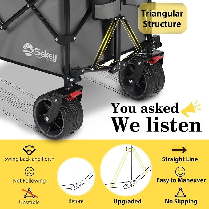 Sekey 48''L Collapsible Foldable Extended Wagon - Image 3