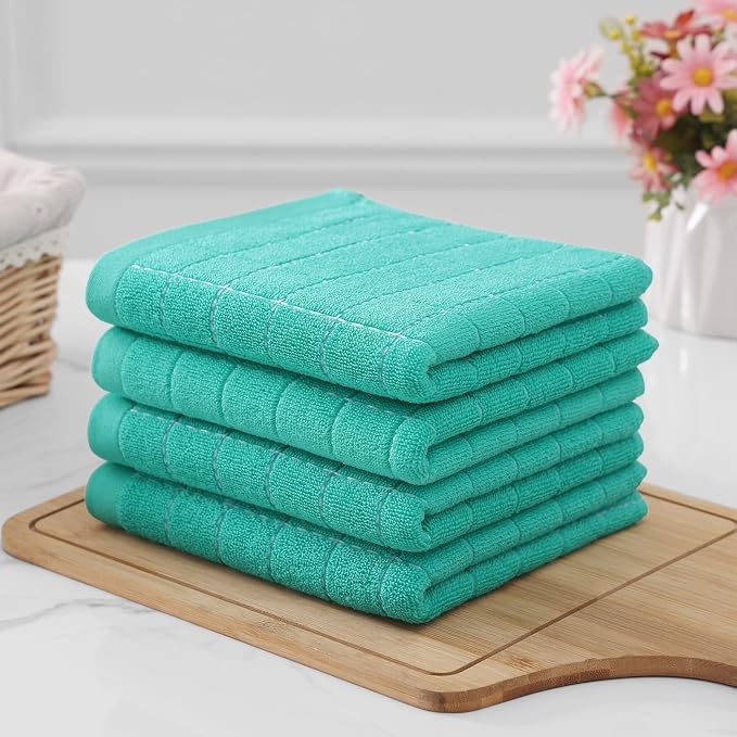 Homaxy 100% Cotton Terry Kitchen Towels, Checkered Designed, Soft and Super - Image 8