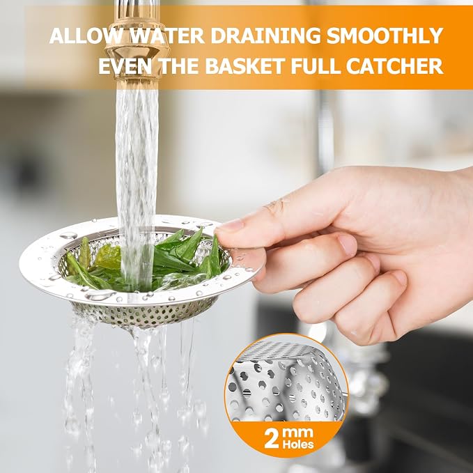 2PCS Kitchen Sink Drain Strainer/Catcher/Basket/Cover/Filter/Trap/Screen - Image 6