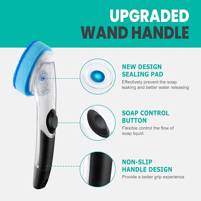 Heavy Duty Dishwand with Refills, Dish Wand Replacement Sponge Heads with Handle - Image 2