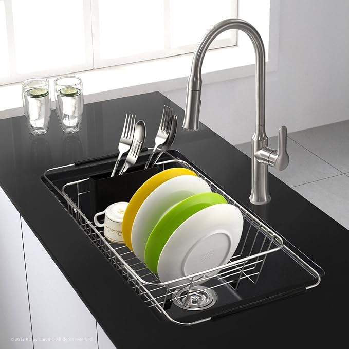 SANNO Expandable Dish Drying Rack Over The Sink Dish Drainer Dish Rack in Sink - Image 4
