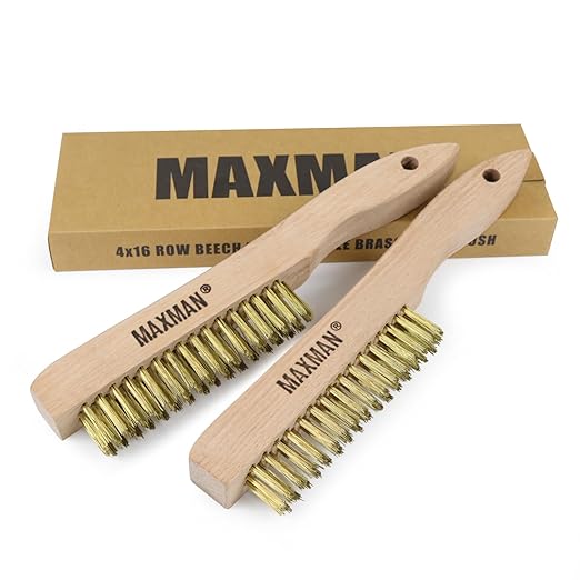 MAXMAN Brass Brush, Heavy Duty Brass Wire Brush Set 2Pcs, Metal Brush, Wire by MAXMAN