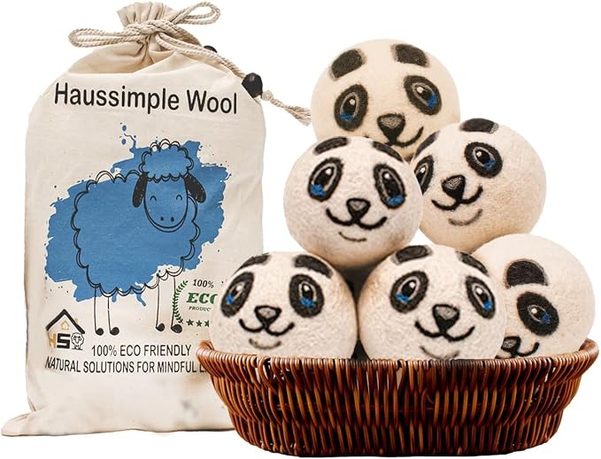 Wool Dryer Balls Organic Felt 6 Pack Laundry Fabric Softener, Extra Large by HAUSSIMPLE