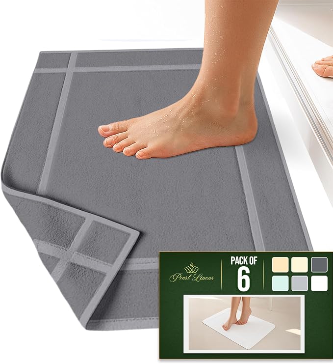 Pearl Linens Pack of 6 100% Cotton Bath Mat 20x30 inches, Soft & Absorbent - Image 5