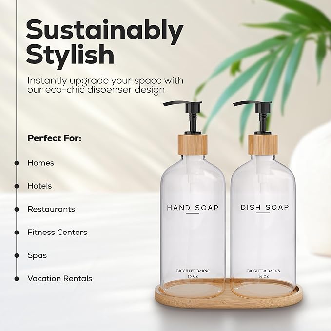Clear Glass Hand and Dish Soap Dispenser Set by Brighter Barns - Image 2
