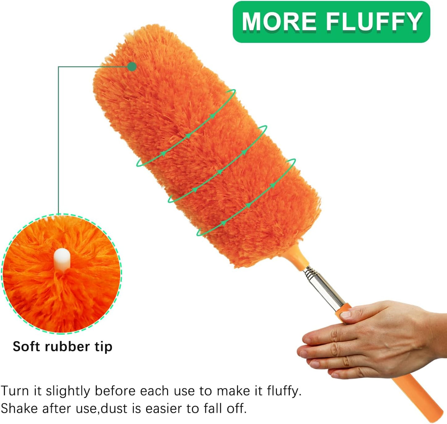 2 Pack Small Washable Microfiber Feather Duster, Microfiber Head, 13" to 30" Extendable Pole, Cleaning Tool for Office, Car, Computer, Furniture