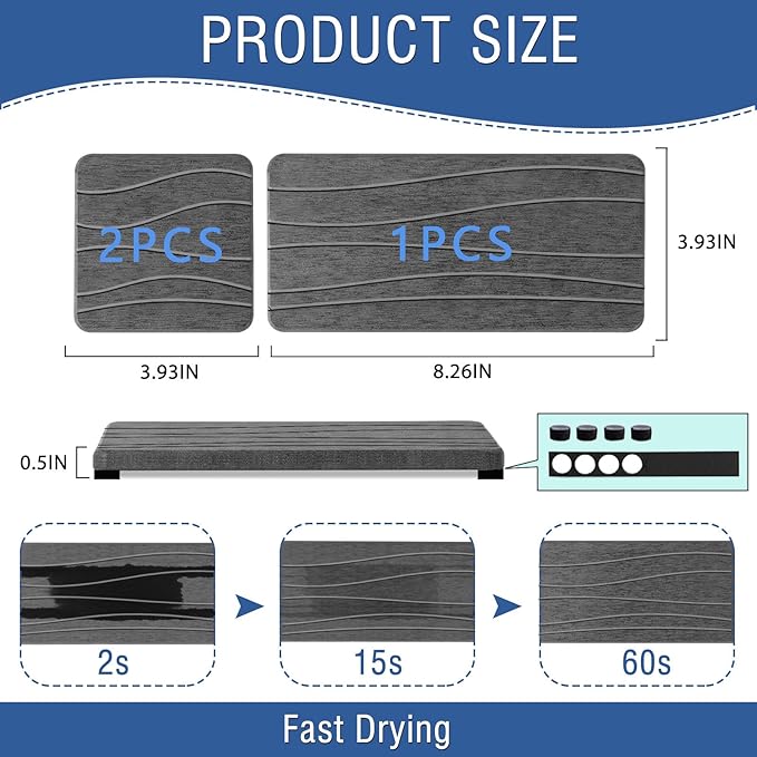 3PCS Water Absorbing Stone Tray, Fast Drying Stone Sink Tray, Stones Soap Trays - Image 6