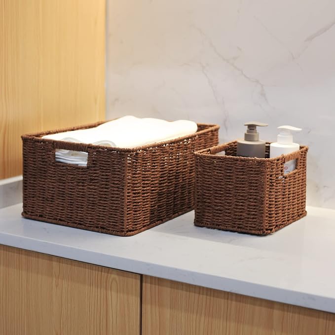 HOONEX Large Woven Baskets for Storage, Paper Rope Baskets - Image 3
