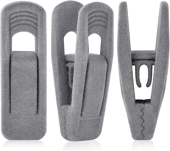 Grey Velvet Hangers Clips, Non-Slip Velvet Skirt Hanger Clips by TOFIIGREM